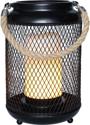 Solight metal lantern with LED candle, warm white, black, 20 cm