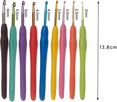 21 куки от 0,6 до 6,0 mm с ясно обозначение