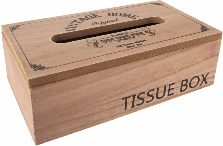 Brown wooden tissue box cover