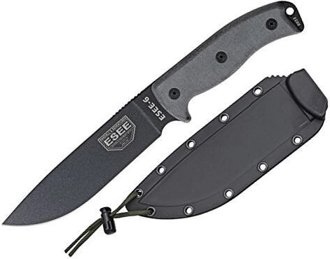ESEE survival knife 16.5 cm with plain edge, black/gray, Micarta, sheath