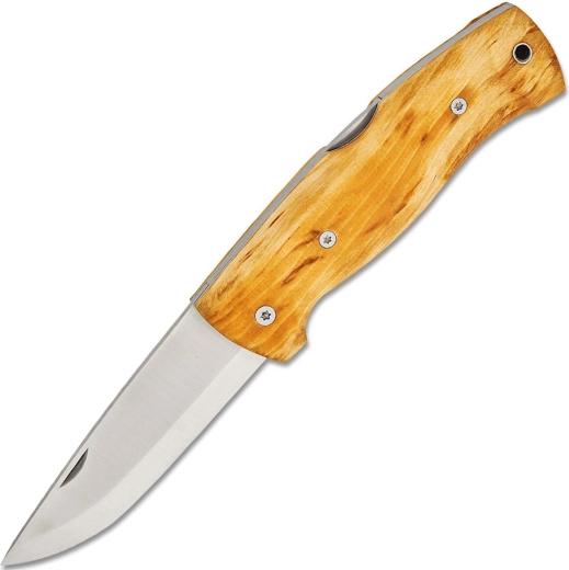 Helle Bleja outdoor folding pocket knife 8.5 cm, curly birch, leather sheath - 1 piece