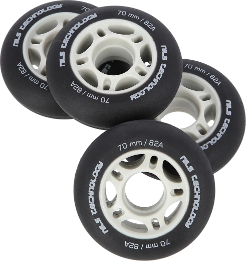Matte inline skate wheels NILS Extreme 70 mm 82A, black, set of 4