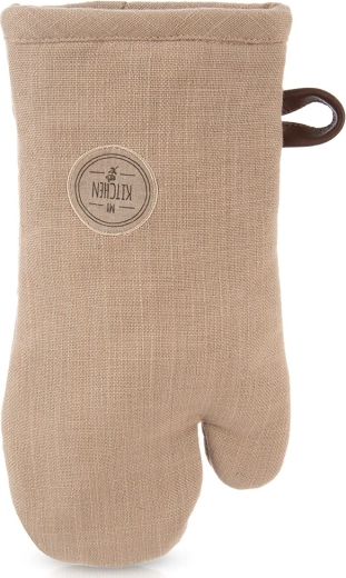 Cotton kitchen oven mitt with magnet, brown 32 cm