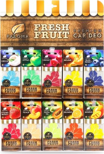 Комплект висящи ароматизатори за автомобил Paloma Gold Fresh Fruit – 60 броя