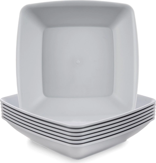 Sandy deep plastic plates 17.5 cm, 500 ml, gray, 6 pcs