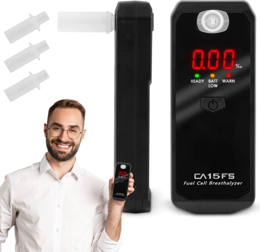 Алкотестер CA15FS с електрохимичен сензор и 3 мундщука