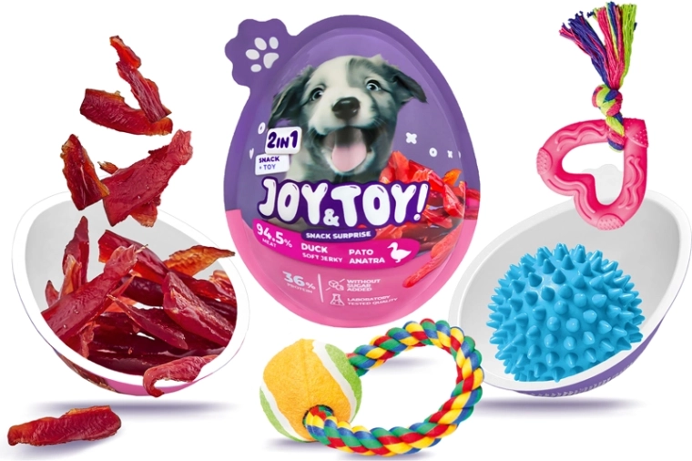 Joy&toy! Яйце за кучета с изненада – soft jerky с патица