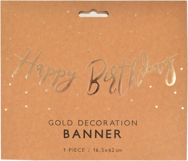 Гирлянд „Happy Birthday“ златиста, хартиена