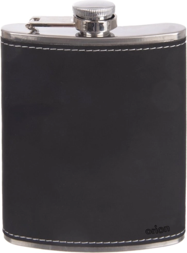 Pocket stainless steel hip flask in faux-leather case 0.236 l