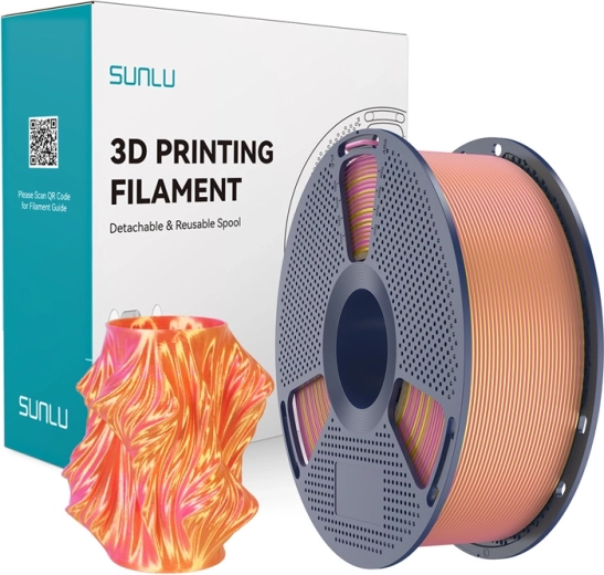 Sunlu PLA+ Silk двуцветен филамент за 3D печат розово и златно