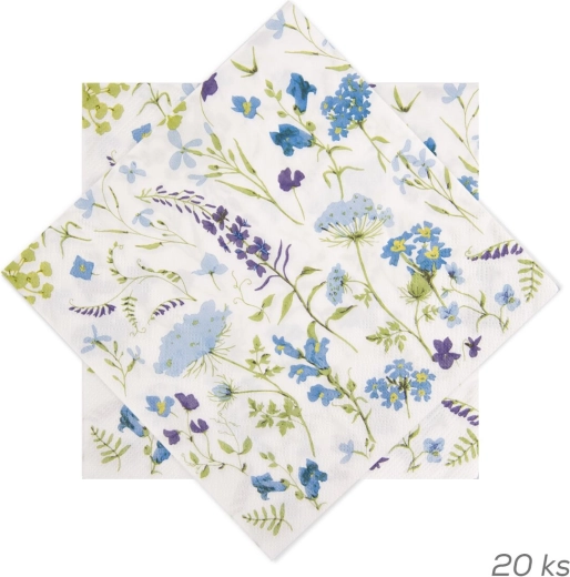 Paper napkins with a purple floral motif 33 × 33 cm 20 pcs