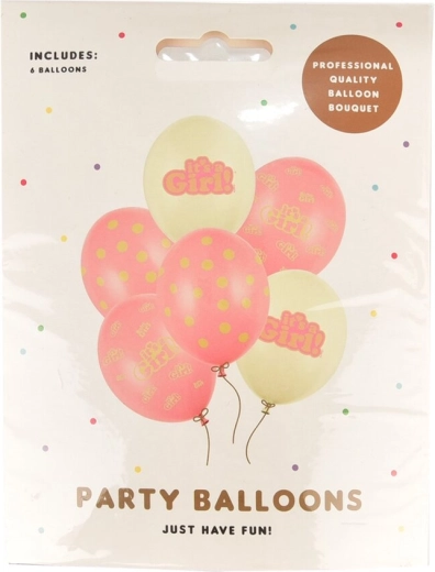 Set of latex balloons It is Girl pink-white 6 pcs