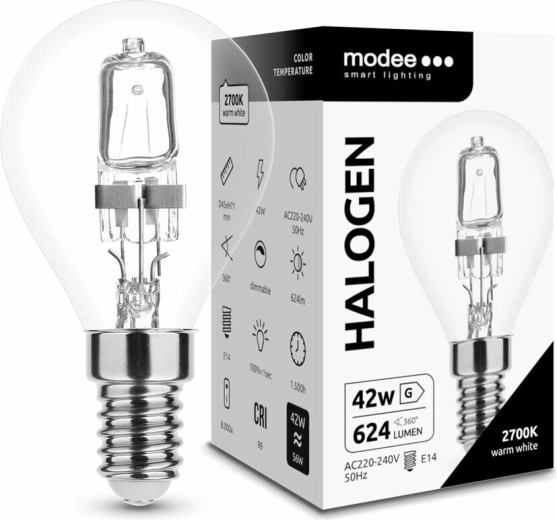 Halogen mini globe bulb 42 W E14 warm white MODEE ECO