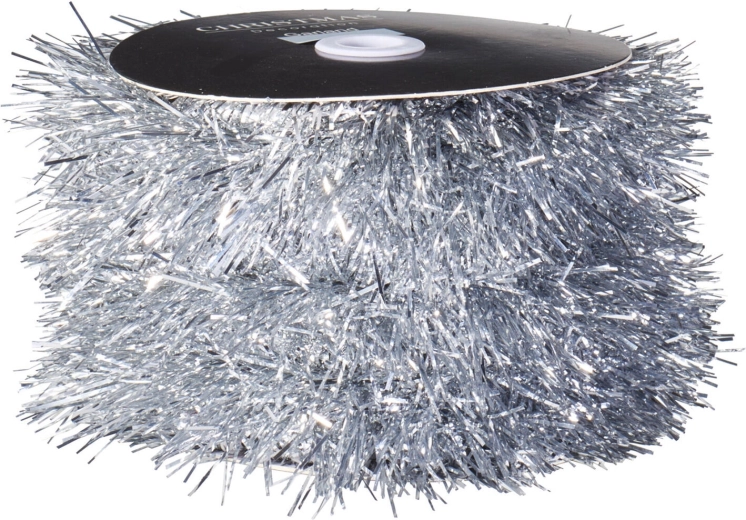 Christmas tinsel silver 9 × 1000 cm