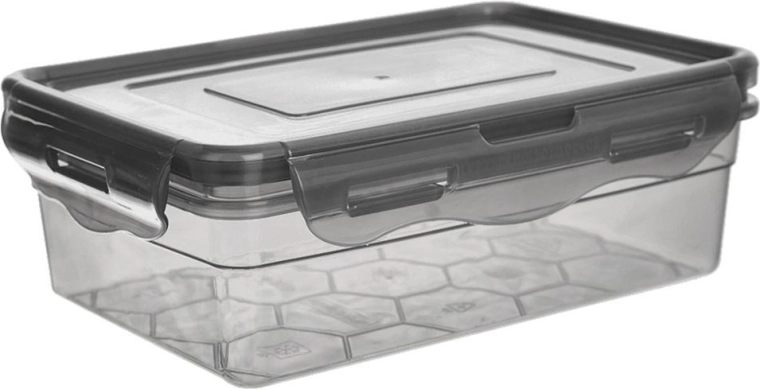 Plastic food storage container with lid and silicone seal, gray, 850 ml