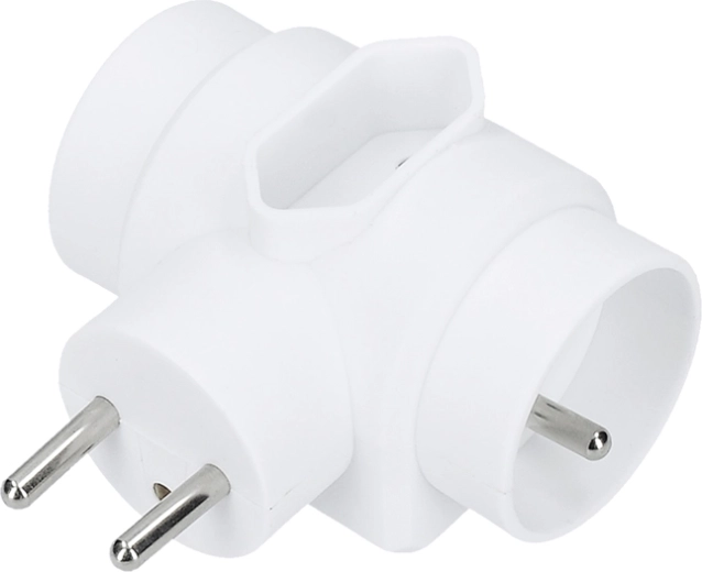 Solight разклонител за контакт 1× 2,5 A + 2× 10 A, бял – 1 брой