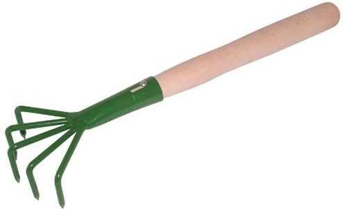 Garden claw with 5 tines and wooden handle 24 cm