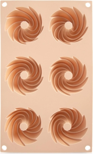 Silicone mold for muffins and mini bundt cakes with center tube, beige 28 × 17 × 3 cm