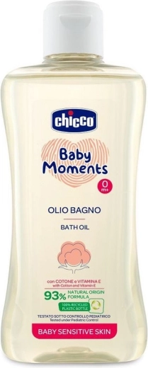 Chicco Baby Moments Sensitive масло за вана с памучно масло и витамин Е 200 ml