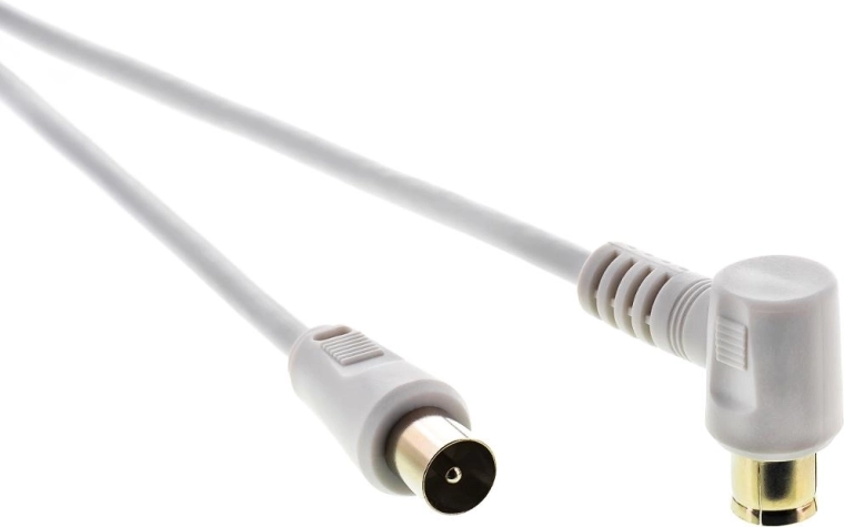 Sencor antenna coaxial cable, plug–socket 90° 5 m, white