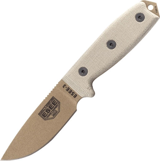 ESEE 3 Dark Earth Outdoor Knife with Micarta Handle and Sheath