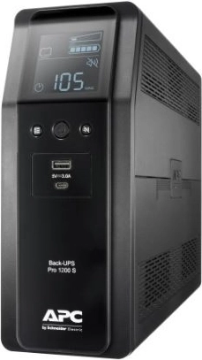 Резервно захранване APC Back‑UPS Pro 1200VA (720 W) с AVR и LCD, 6× C13