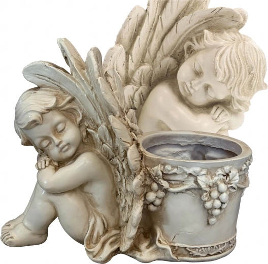 Decorative flower pot with little angel – garden statue