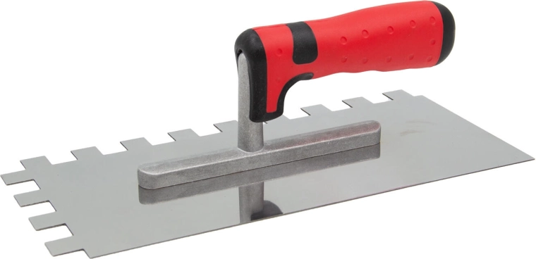 Stainless steel notched trowel 15 × 15 mm, 280 × 130 mm