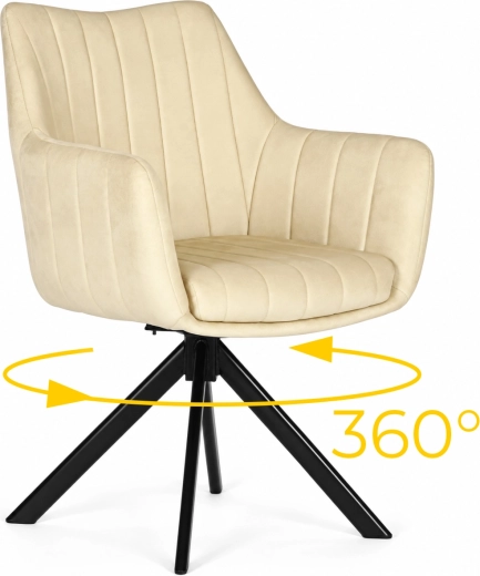 ModernHome beige velvet swivel dining chair