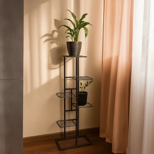 Sturdy metal construction with stabilizing feet