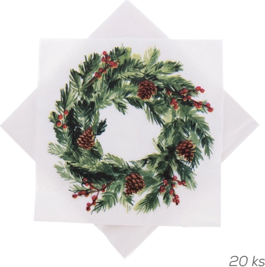 Paper napkins with wreath motif 33 × 33 cm, 20 pcs