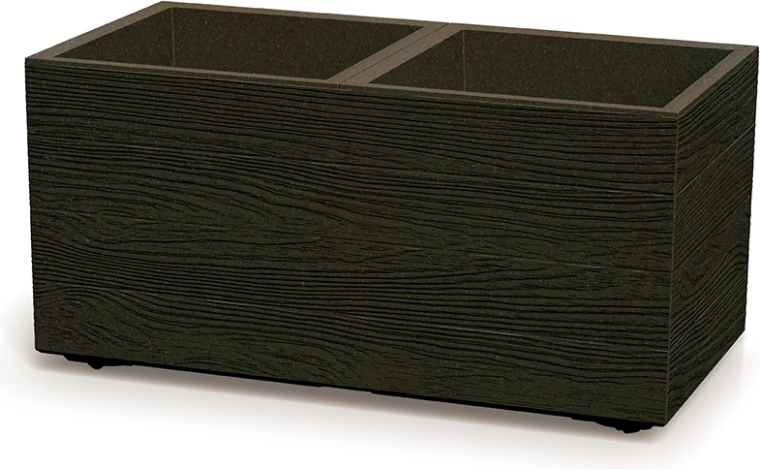 Plastic planter with wood effect 77 cm, coffee, PROSPERPLAST Madera Case