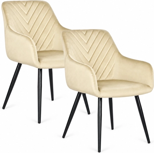 Set of 2 Upholstered Velvet ModernHome Chairs, Beige