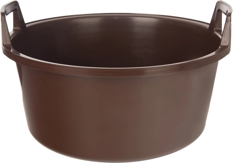 Plastic tub with handles 40 L brown