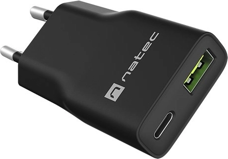 Natec Ribera GaN slim wall charger 20 W (USB-C + USB-A) - 1 piece