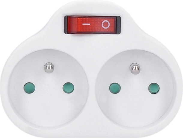 Solight socket adapter with switch, 2 sockets, white