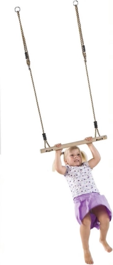 Durable wooden trapeze bar for active play