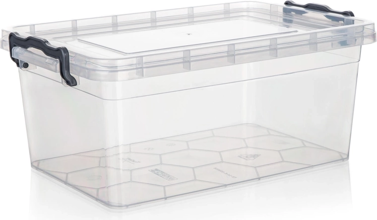 GEMA storage box 9 l with lid and clips, transparent