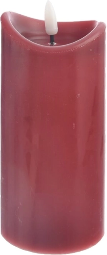 Decorative LED pillar candle with timer, burgundy, 15 cm