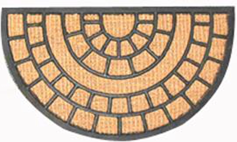 Half-round doormat made of coconut fiber and rubber 40 × 70 cm