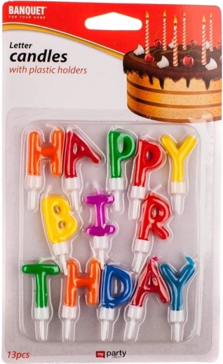 Свещички за торта Happy Birthday 13 бр.