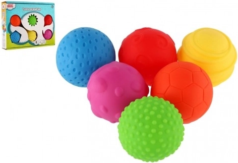 Set of textured sensory rubber balls 6 pcs