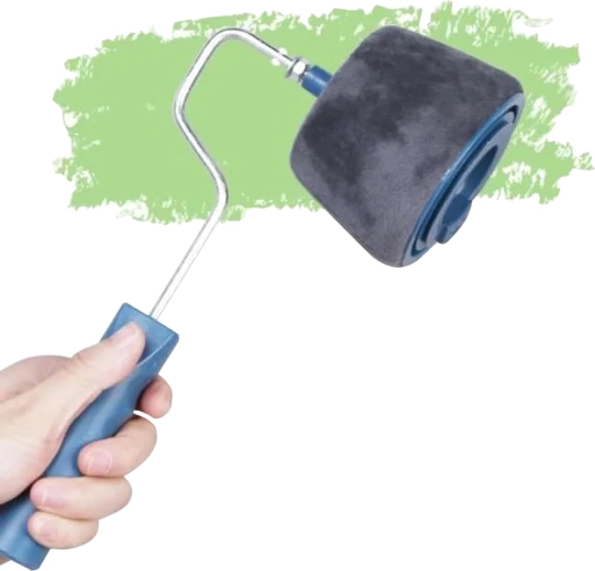 Non-drip paint roller with built-in paint reservoir for walls and corners