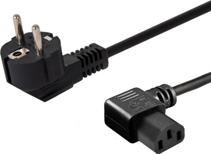 Захранващ кабел Schuko (M) ъглов – IEC C13 ъглов 1,2 м