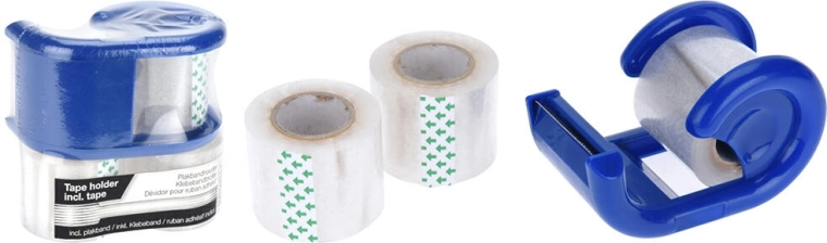 Desktop tape dispenser with tear edge + 3 spare tapes