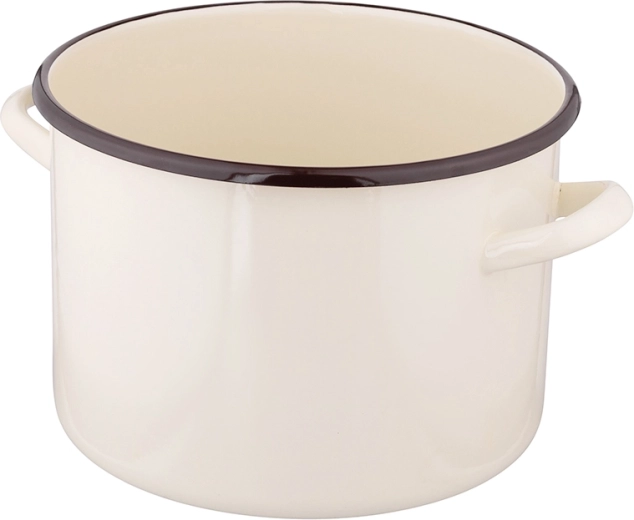 Classic shape, comfortable handles and rolled rim