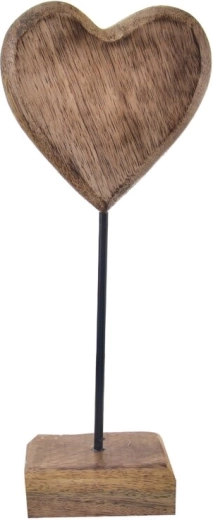 Mango Wood Heart Decoration on Stand 25 cm
