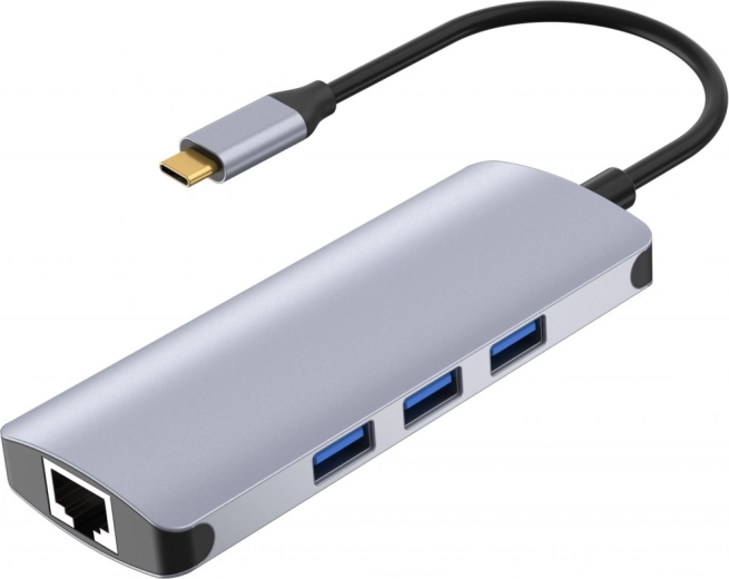 Докинг станция / USB-C хъб с LAN, HDMI 4K и четец на карти