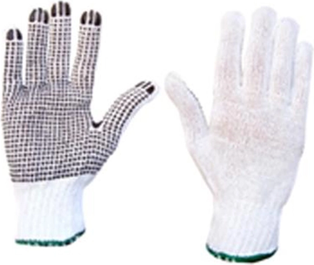 Knitted cotton work gloves with anti-slip, size L