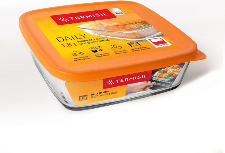 Plastic storage container 1.8 l with an orange lid